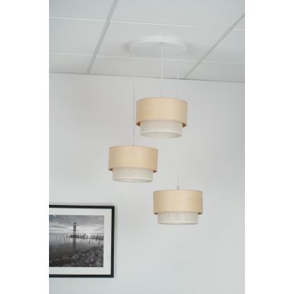 Brilagi - Pendel ARIZONA BOHO 3xE27/15W/230V beige/hvid