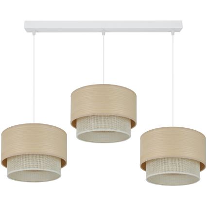 Brilagi - Pendel ARIZONA BOHO 3xE27/15W/230V beige/hvid