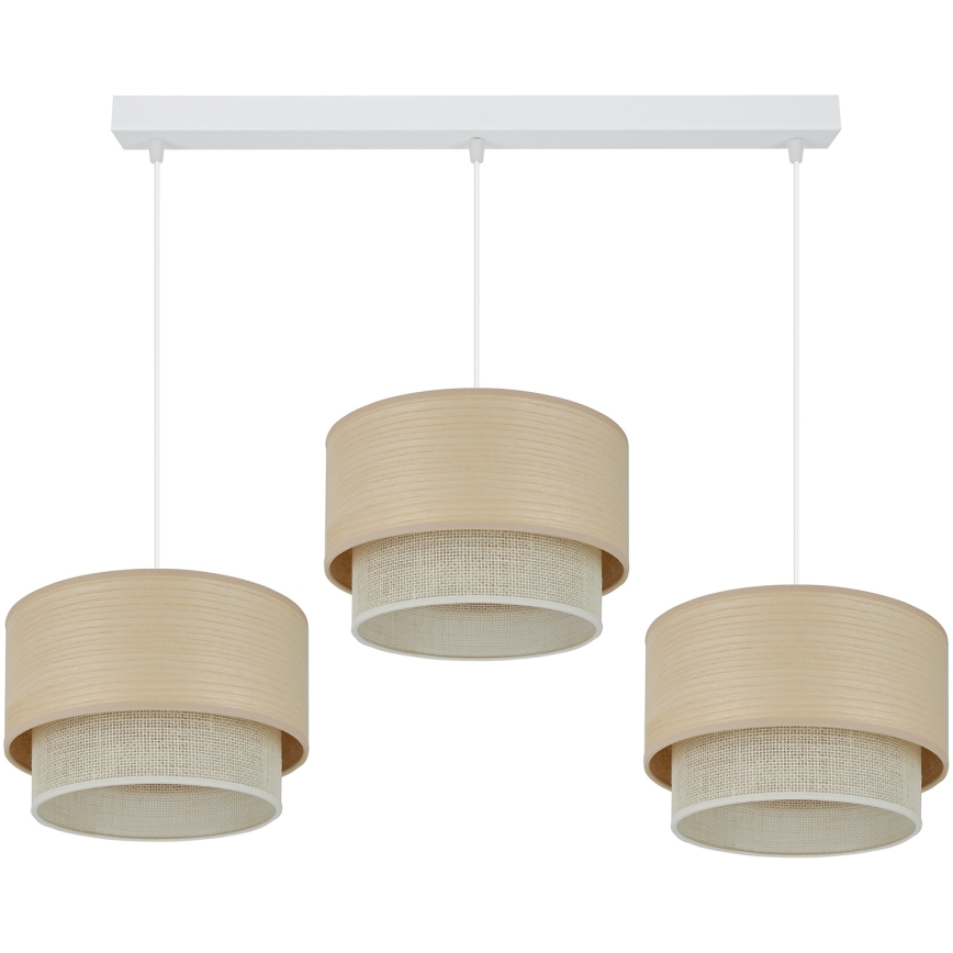 Brilagi - Pendel ARIZONA BOHO 3xE27/15W/230V beige/hvid