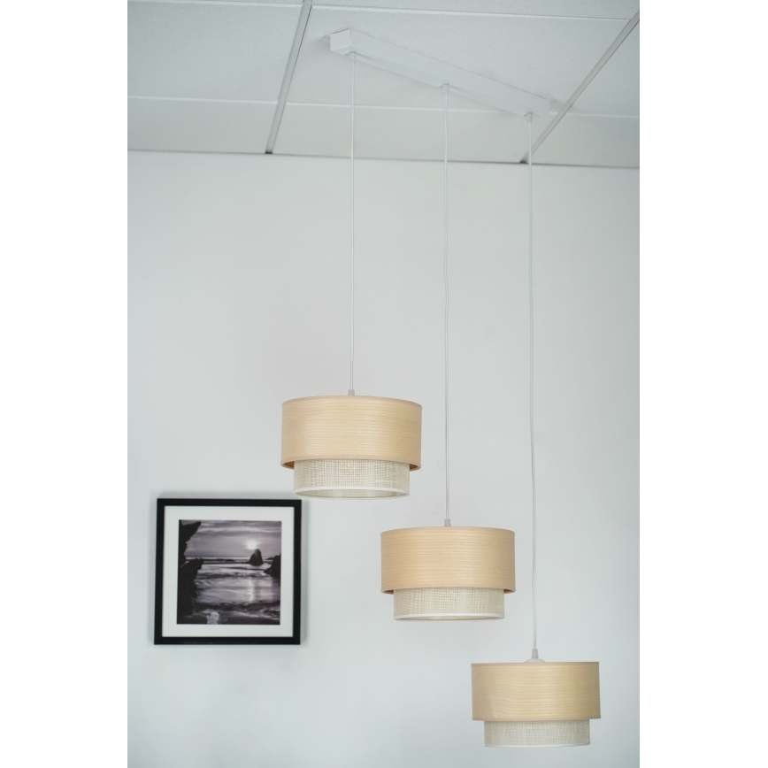 Brilagi - Pendel ARIZONA BOHO 3xE27/15W/230V beige/hvid