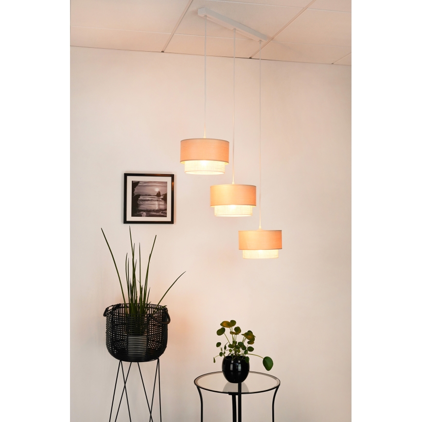 Brilagi - Pendel ARIZONA BOHO 3xE27/15W/230V beige/hvid