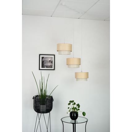 Brilagi - Pendel ARIZONA BOHO 3xE27/15W/230V beige/hvid