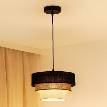 Brilagi - Pendel ASPEN LUNETA 1xE27/15W/230V diameter 25 cm sort/beige/cremefarvet