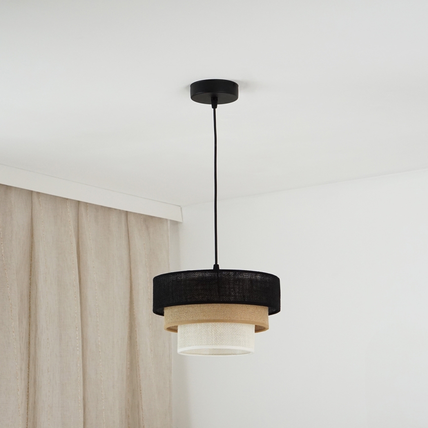 Brilagi - Pendel ASPEN LUNETA 1xE27/15W/230V diameter 25 cm sort/beige/cremefarvet