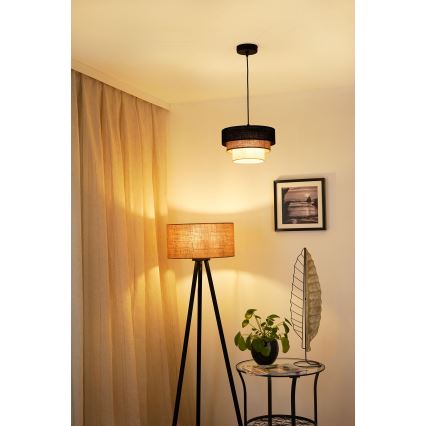 Brilagi - Pendel ASPEN LUNETA 1xE27/15W/230V diameter 25 cm sort/beige/cremefarvet