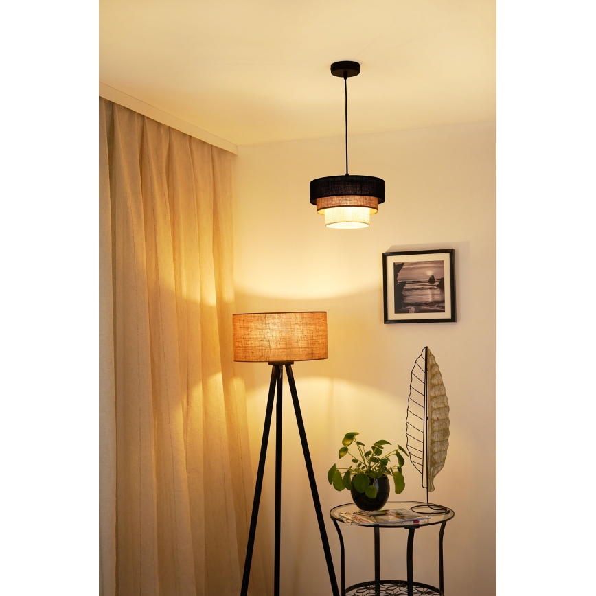Brilagi - Pendel ASPEN LUNETA 1xE27/15W/230V diameter 25 cm sort/beige/cremefarvet
