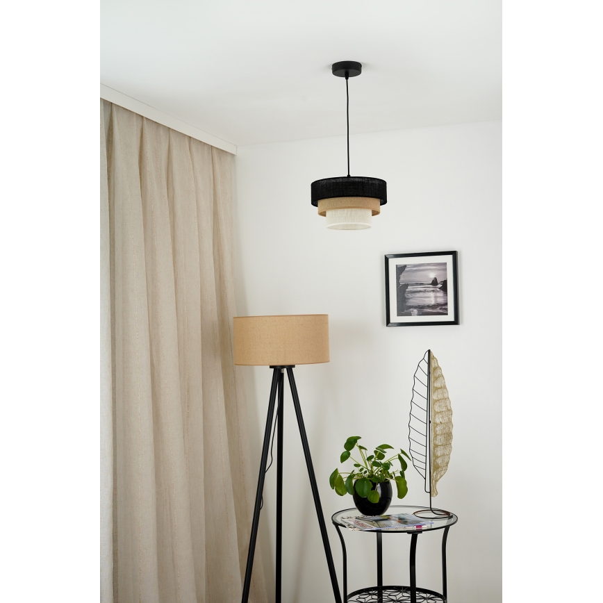 Brilagi - Pendel ASPEN LUNETA 1xE27/15W/230V diameter 25 cm sort/beige/cremefarvet
