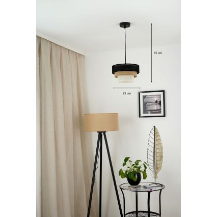 Brilagi - Pendel ASPEN LUNETA 1xE27/15W/230V diameter 25 cm sort/beige/cremefarvet