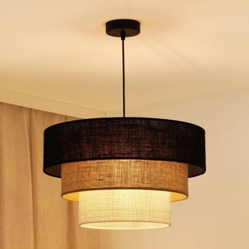 Brilagi - Pendel ASPEN LUNETA 1xE27/15W/230V diameter 45 cm sort/beige/cremefarvet