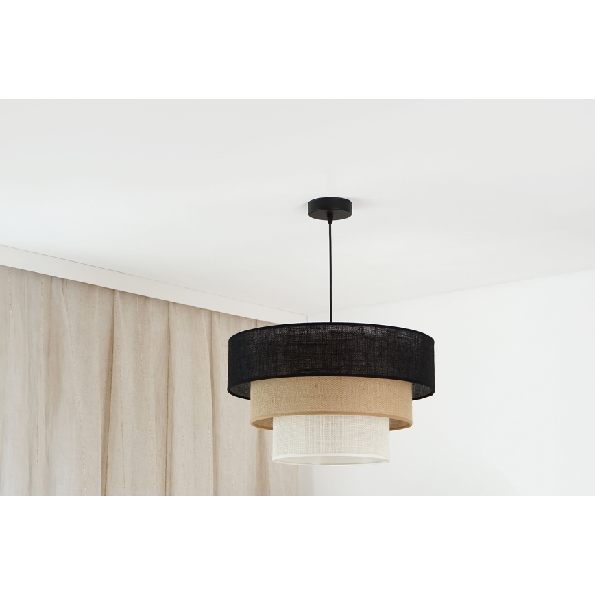 Brilagi - Pendel ASPEN LUNETA 1xE27/15W/230V diameter 45 cm sort/beige/cremefarvet