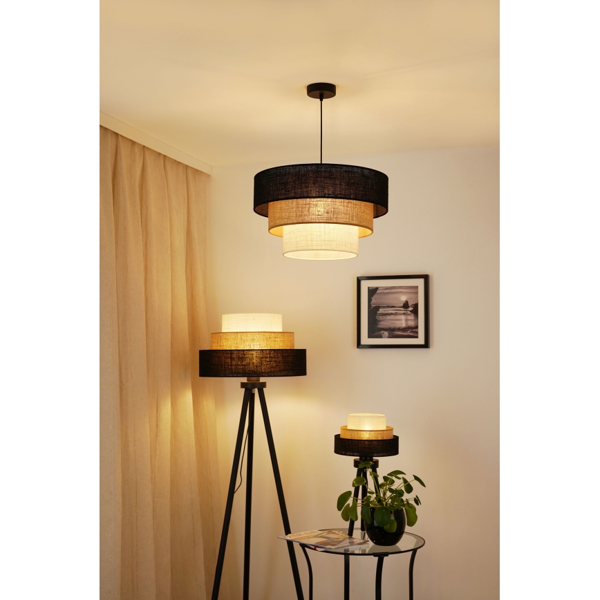 Brilagi - Pendel ASPEN LUNETA 1xE27/15W/230V diameter 45 cm sort/beige/cremefarvet