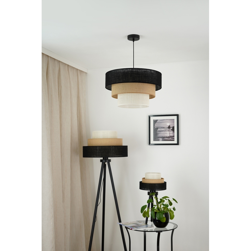 Brilagi - Pendel ASPEN LUNETA 1xE27/15W/230V diameter 45 cm sort/beige/cremefarvet