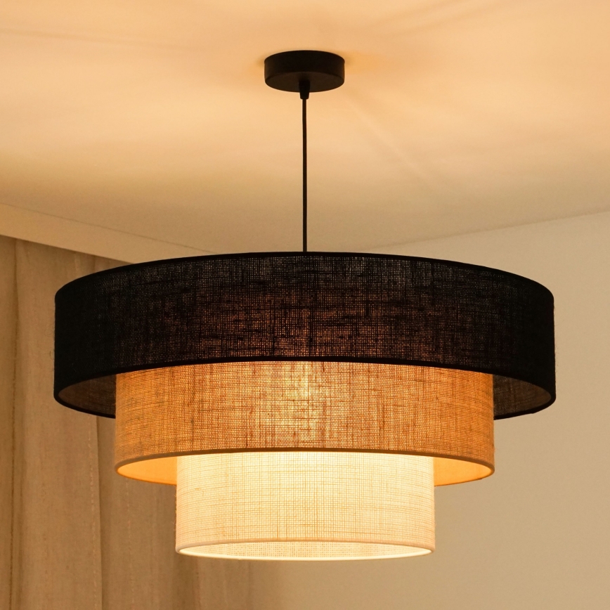 Brilagi - Pendel ASPEN LUNETA 1xE27/15W/230V diameter 60 cm sort/beige/cremefarvet