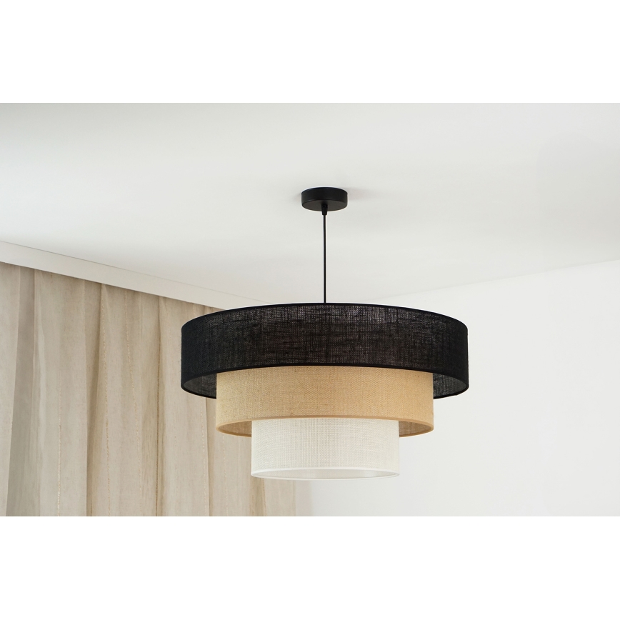 Brilagi - Pendel ASPEN LUNETA 1xE27/15W/230V diameter 60 cm sort/beige/cremefarvet