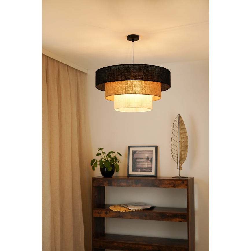 Brilagi - Pendel ASPEN LUNETA 1xE27/15W/230V diameter 60 cm sort/beige/cremefarvet