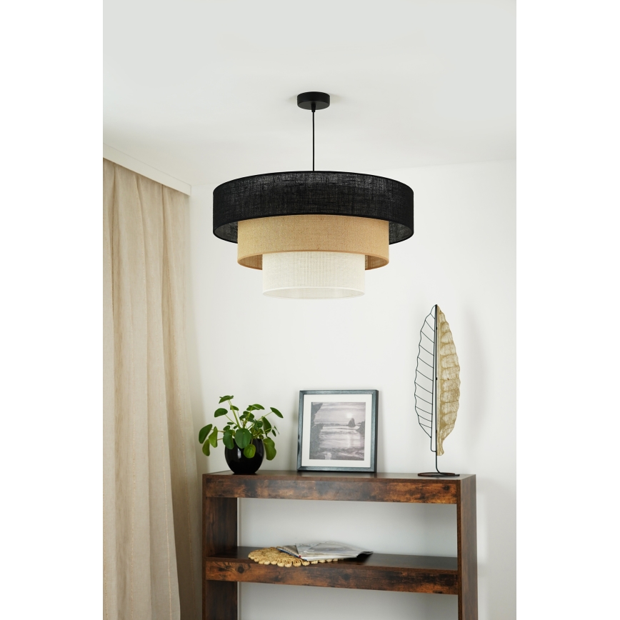 Brilagi - Pendel ASPEN LUNETA 1xE27/15W/230V diameter 60 cm sort/beige/cremefarvet