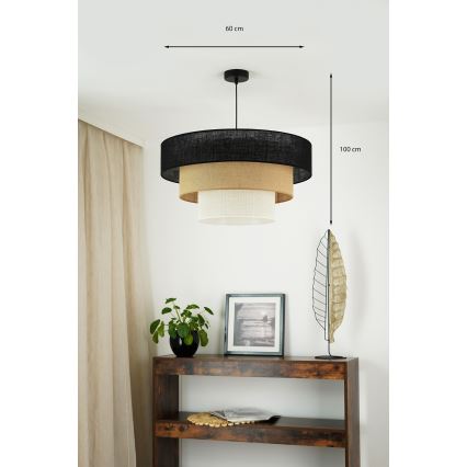 Brilagi - Pendel ASPEN LUNETA 1xE27/15W/230V diameter 60 cm sort/beige/cremefarvet