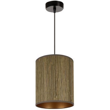 Brilagi - Pendel BOSTON ROLLER 1xE27/15W/230V diameter 21 cm strå brun/guldfarvet