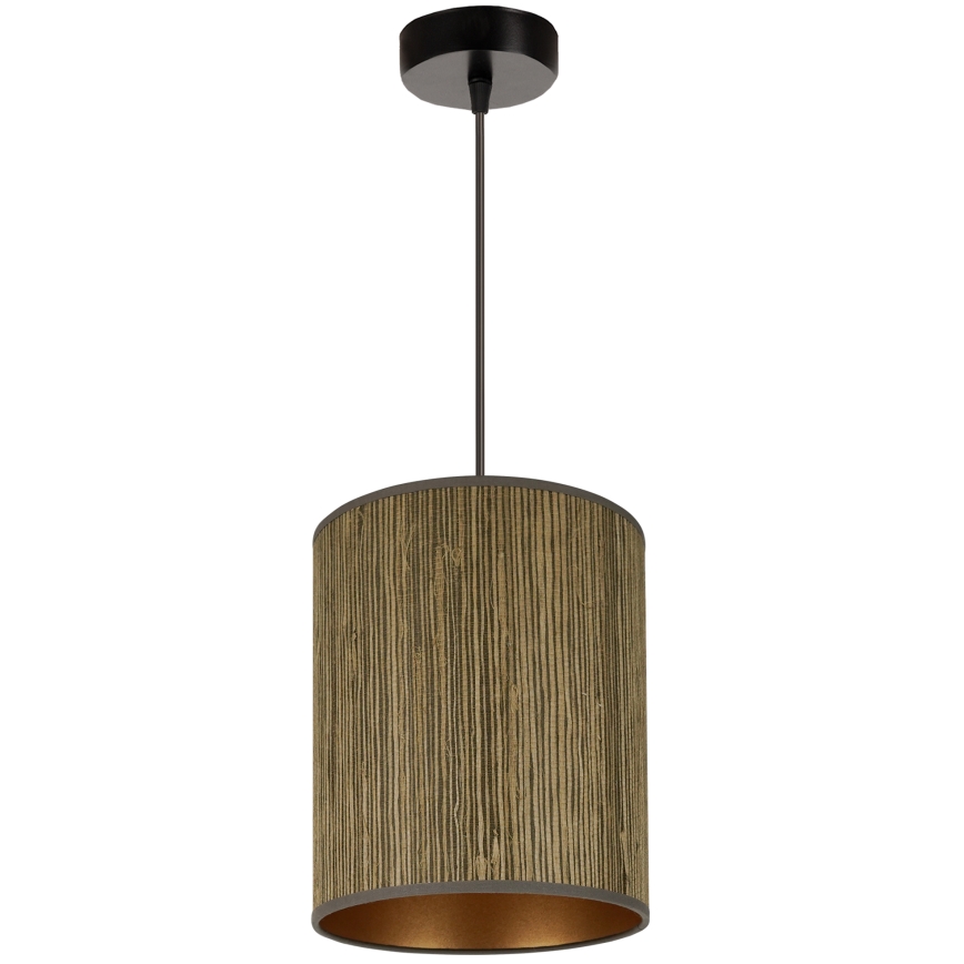 Brilagi - Pendel BOSTON ROLLER 1xE27/15W/230V diameter 21 cm strå brun/guldfarvet