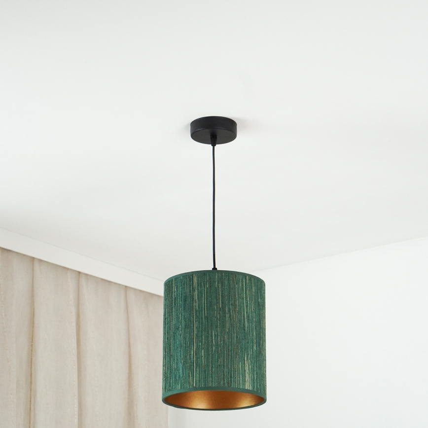 Brilagi - Pendel BOSTON ROLLER 1xE27/15W/230V diameter 21 cm strå grøn/guldfarvet