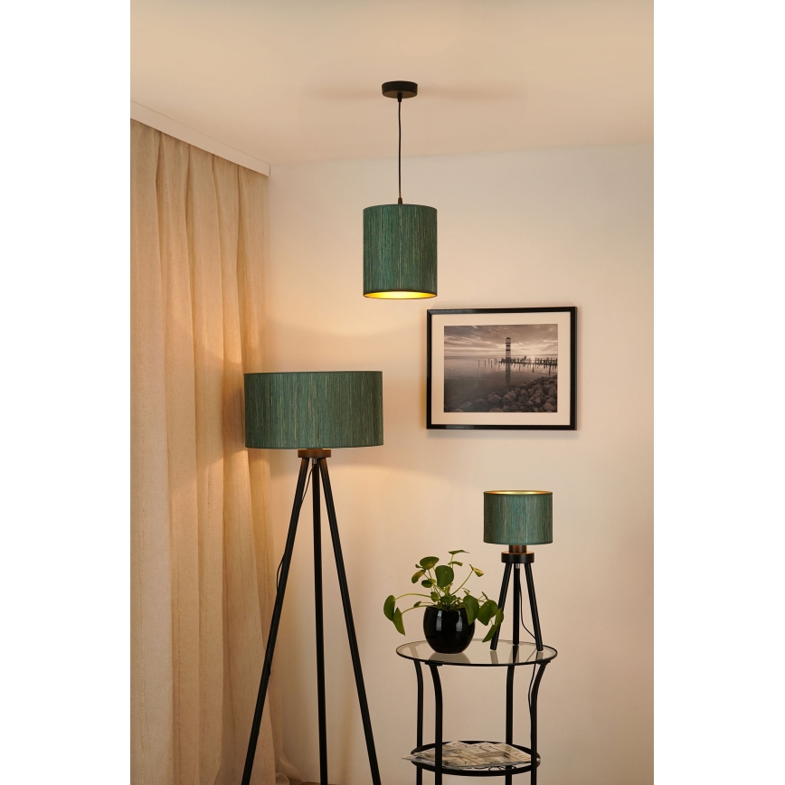 Brilagi - Pendel BOSTON ROLLER 1xE27/15W/230V diameter 21 cm strå grøn/guldfarvet