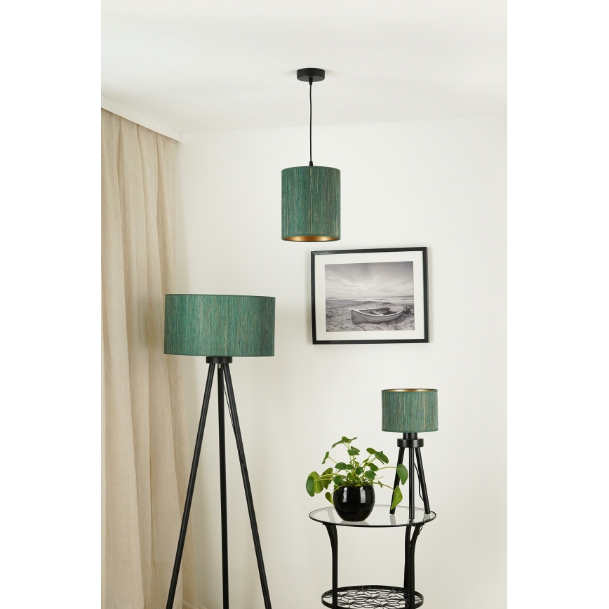 Brilagi - Pendel BOSTON ROLLER 1xE27/15W/230V diameter 21 cm strå grøn/guldfarvet