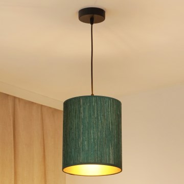 Brilagi - Pendel BOSTON ROLLER 1xE27/15W/230V diameter 21 cm strå grøn/guldfarvet