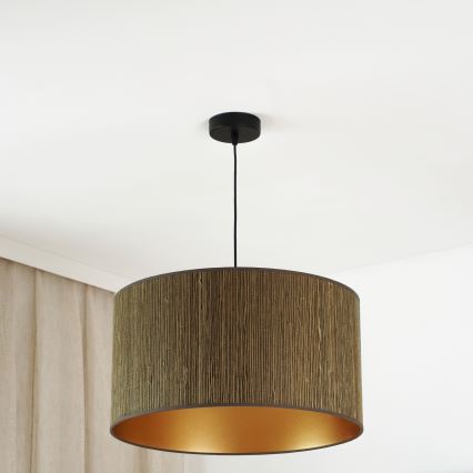 Brilagi - Pendel BOSTON ROLLER 1xE27/15W/230V diameter 45 cm strå brun/guldfarvet