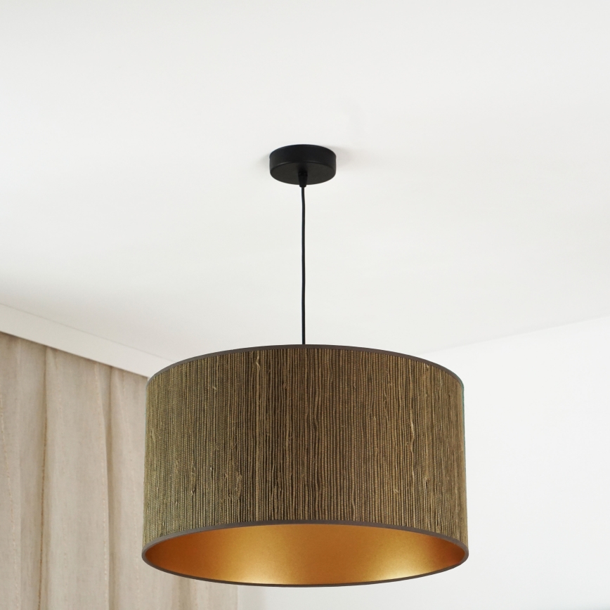 Brilagi - Pendel BOSTON ROLLER 1xE27/15W/230V diameter 45 cm strå brun/guldfarvet