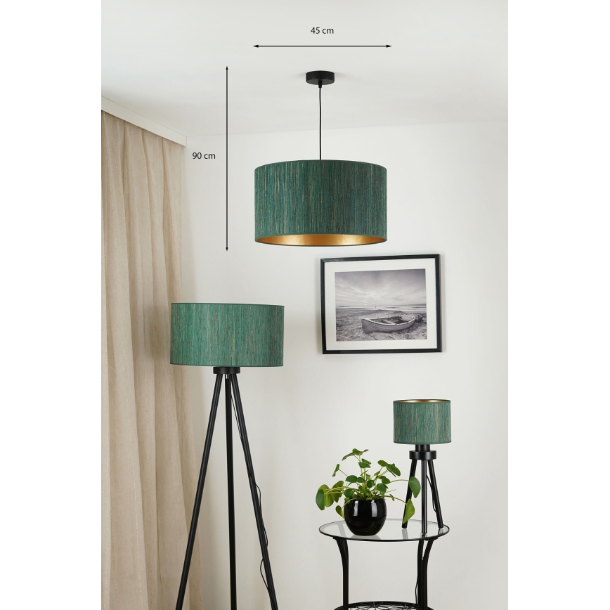 Brilagi - Pendel BOSTON ROLLER 1xE27/15W/230V diameter 45 cm strå grøn/guldfarvet