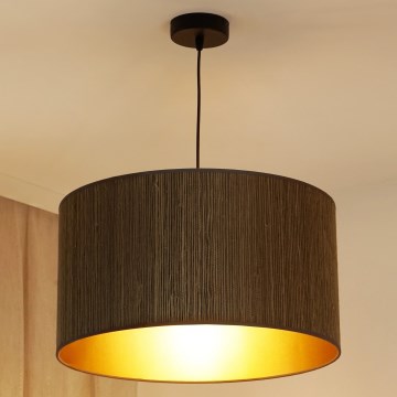 Brilagi - Pendel BOSTON ROLLER 1xE27/15W/230V diameter 45 cm strå brun/guldfarvet