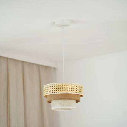 Brilagi - Pendel CEDAR LUNETA 1xE27/15W/230V diameter 25 cm beige/brun/cremefarvet