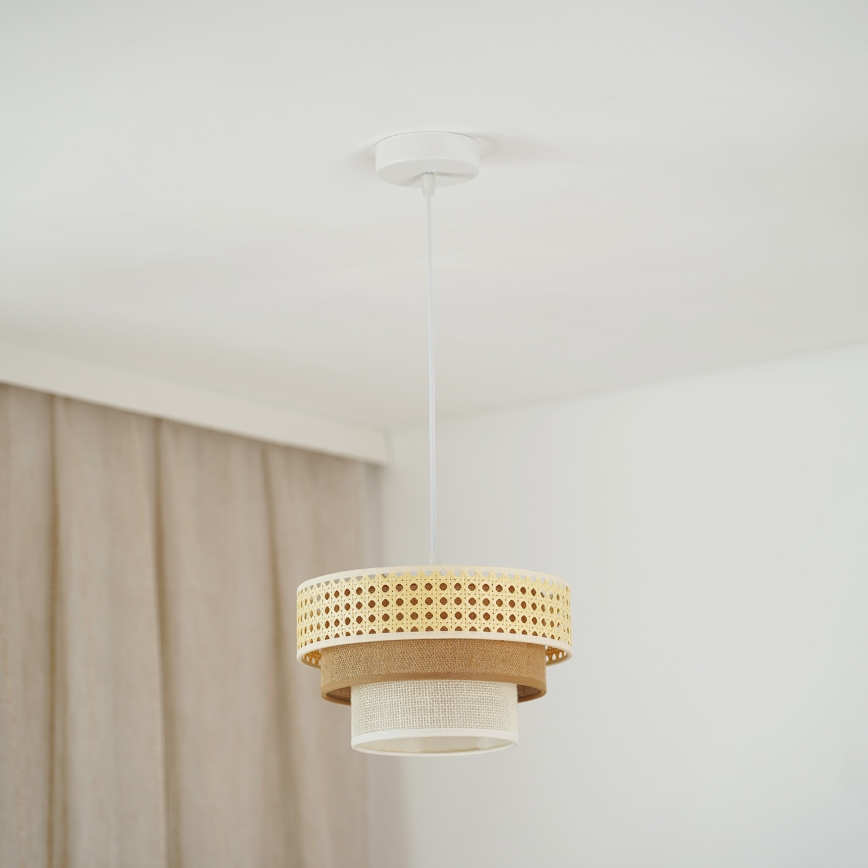 Brilagi - Pendel CEDAR LUNETA 1xE27/15W/230V diameter 25 cm beige/brun/cremefarvet