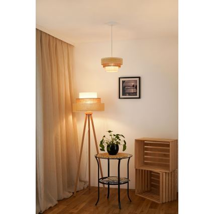 Brilagi - Pendel CEDAR LUNETA 1xE27/15W/230V diameter 25 cm beige/brun/cremefarvet