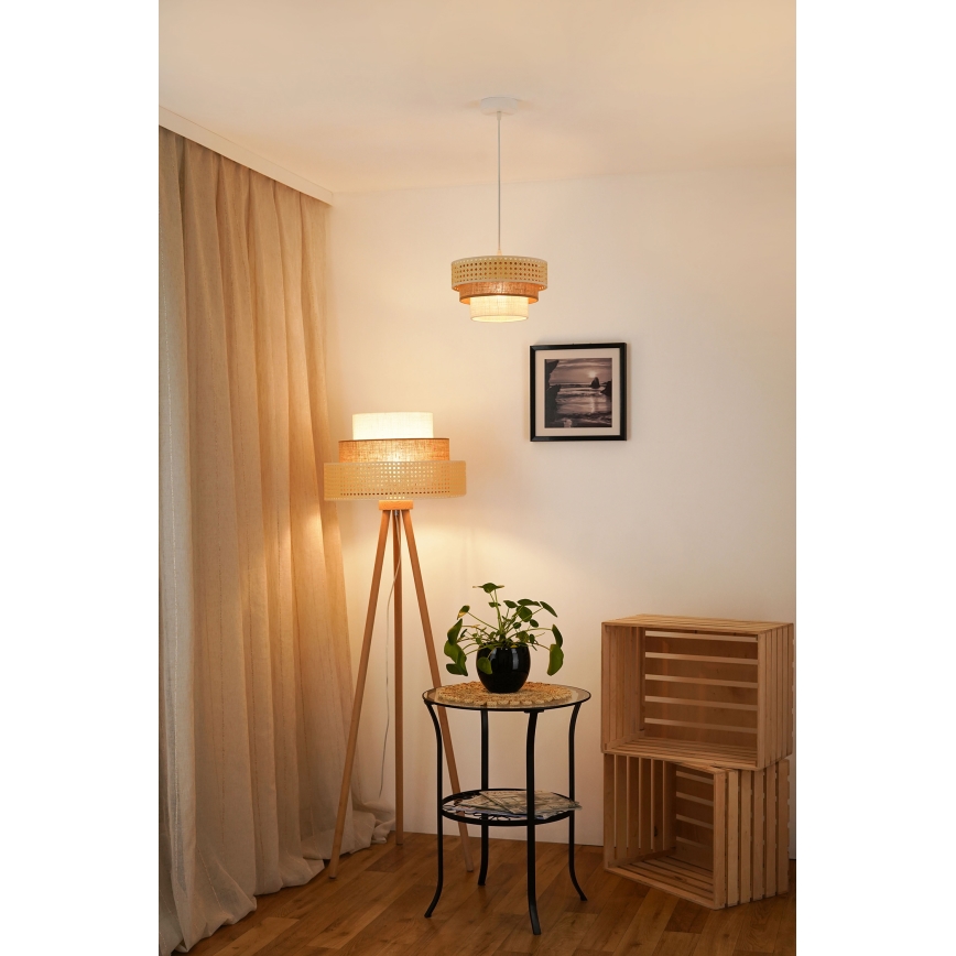 Brilagi - Pendel CEDAR LUNETA 1xE27/15W/230V diameter 25 cm beige/brun/cremefarvet