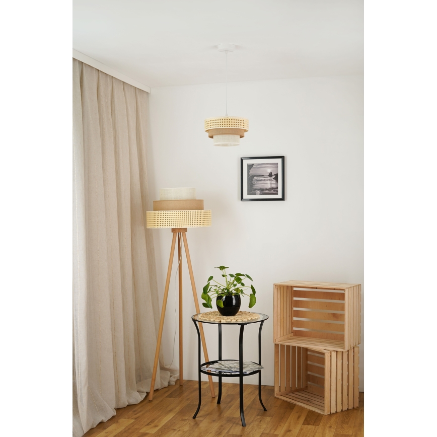 Brilagi - Pendel CEDAR LUNETA 1xE27/15W/230V diameter 25 cm beige/brun/cremefarvet
