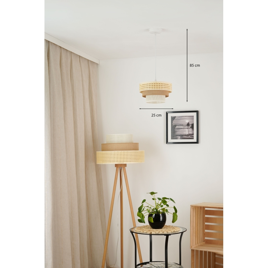 Brilagi - Pendel CEDAR LUNETA 1xE27/15W/230V diameter 25 cm beige/brun/cremefarvet
