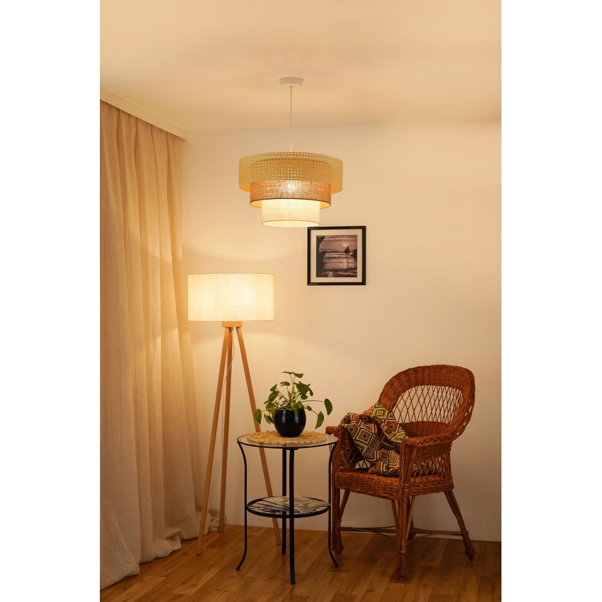 Brilagi - Pendel CEDAR LUNETA 1xE27/15W/230V diameter 45 cm beige/brun/cremefarvet