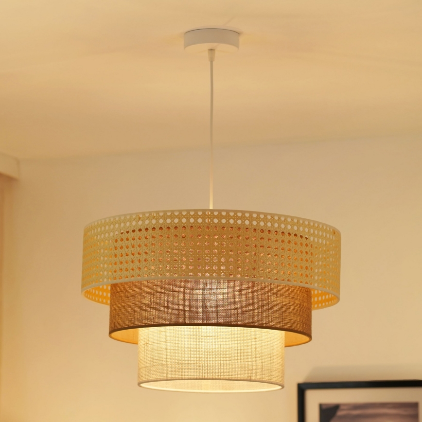 Brilagi - Pendel CEDAR LUNETA 1xE27/15W/230V diameter 45 cm beige/brun/cremefarvet