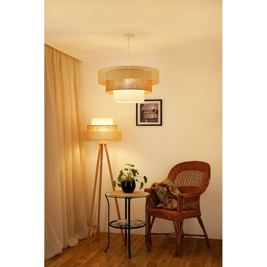 Brilagi - Pendel CEDAR LUNETA 1xE27/15W/230V diameter 60 cm beige/brun/cremefarvet
