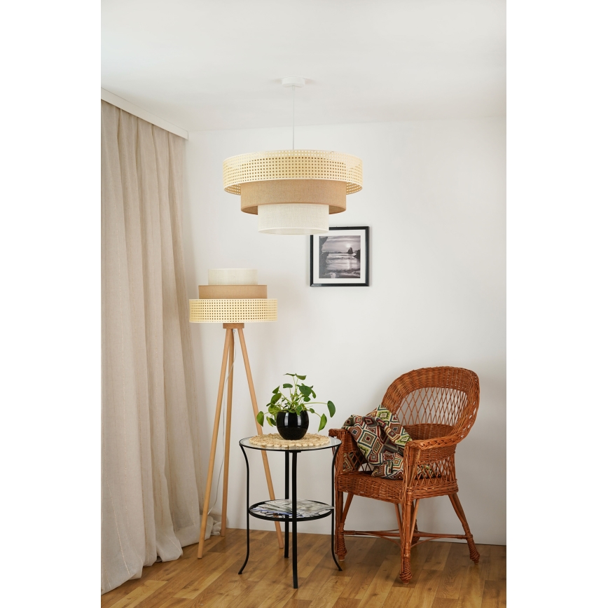 Brilagi - Pendel CEDAR LUNETA 1xE27/15W/230V diameter 60 cm beige/brun/cremefarvet