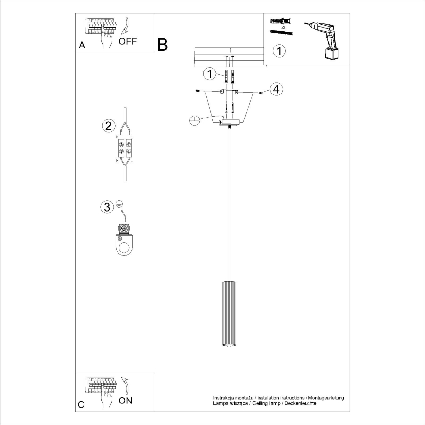 Brilagi - Pendel CRESTO 1xGU10/10W/230V cremefarvet