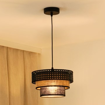 Brilagi - Pendel DAKOTA LUNETA 1xE27/15W/230V diameter 25 cm sort/beige