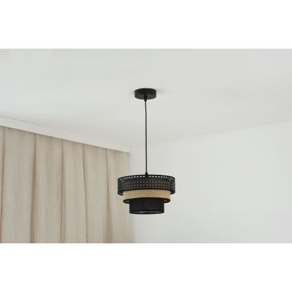 Brilagi - Pendel DAKOTA LUNETA 1xE27/15W/230V diameter 25 cm sort/beige