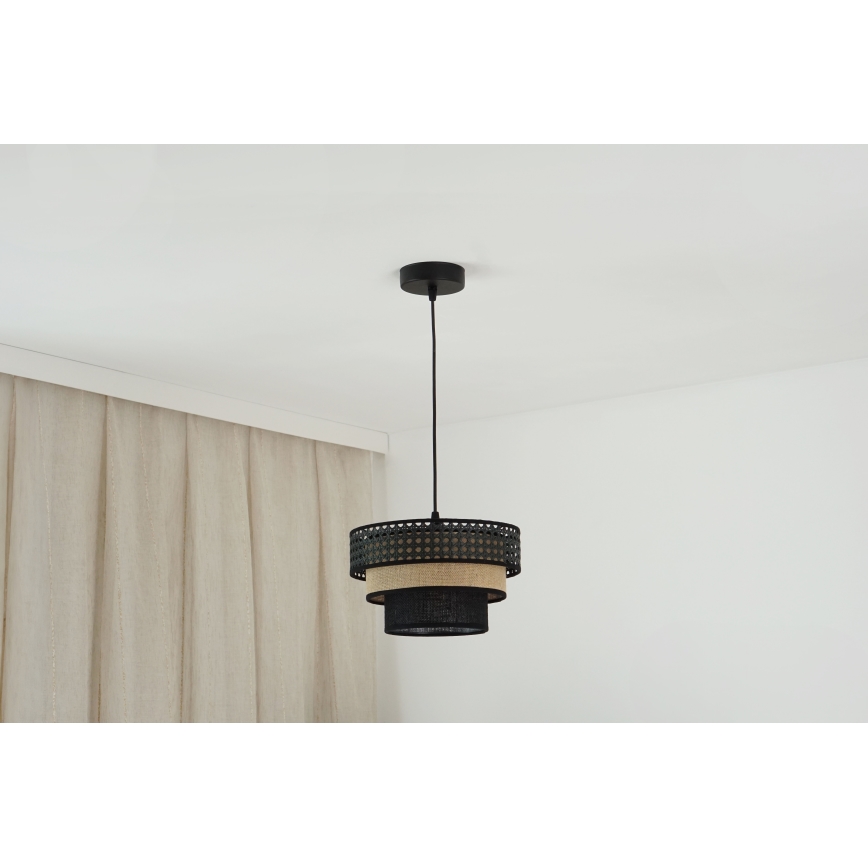 Brilagi - Pendel DAKOTA LUNETA 1xE27/15W/230V diameter 25 cm sort/beige
