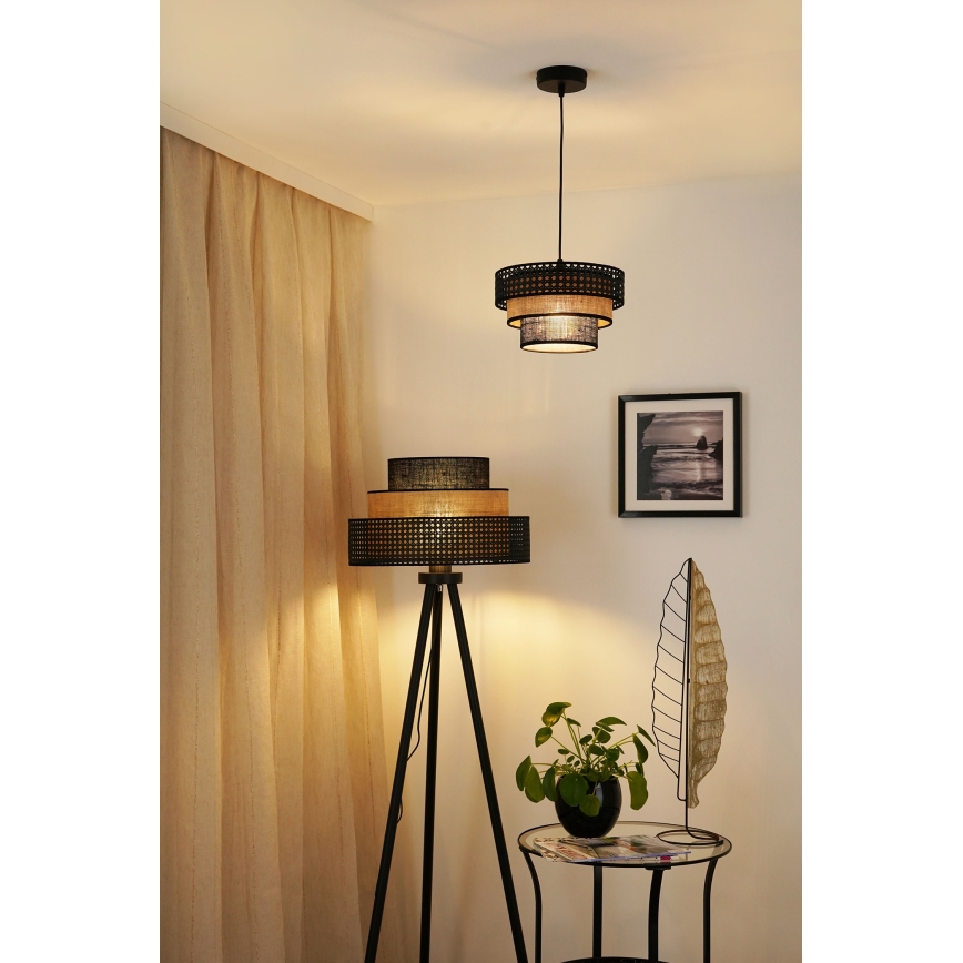 Brilagi - Pendel DAKOTA LUNETA 1xE27/15W/230V diameter 25 cm sort/beige