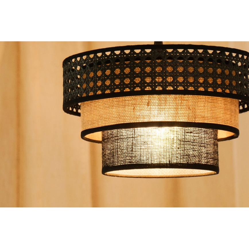 Brilagi - Pendel DAKOTA LUNETA 1xE27/15W/230V diameter 25 cm sort/beige