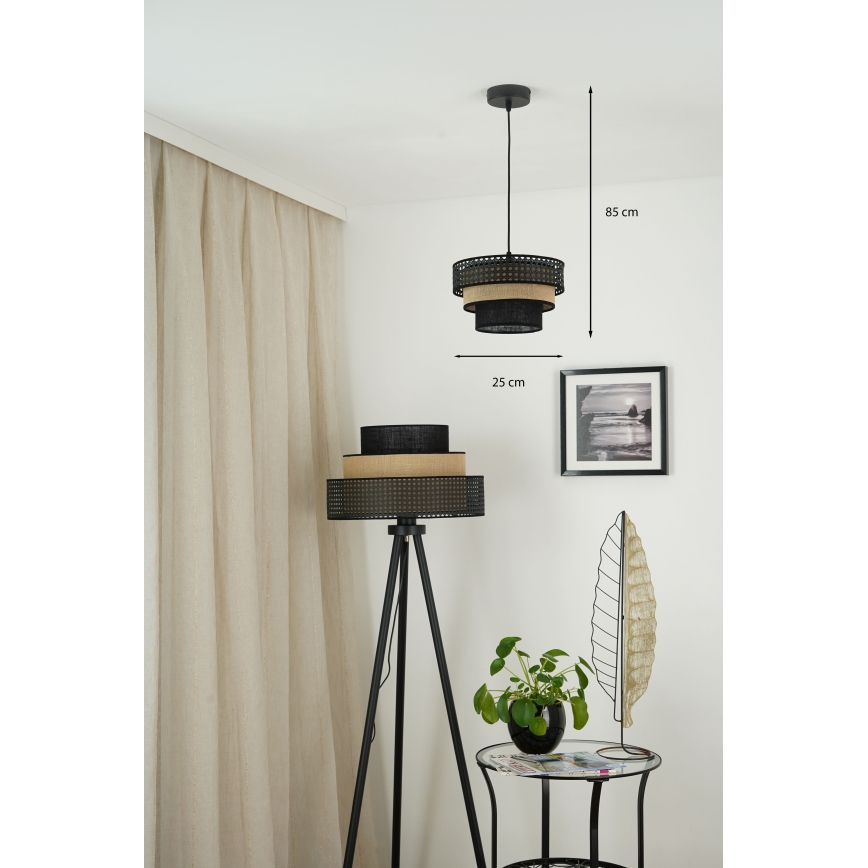 Brilagi - Pendel DAKOTA LUNETA 1xE27/15W/230V diameter 25 cm sort/beige
