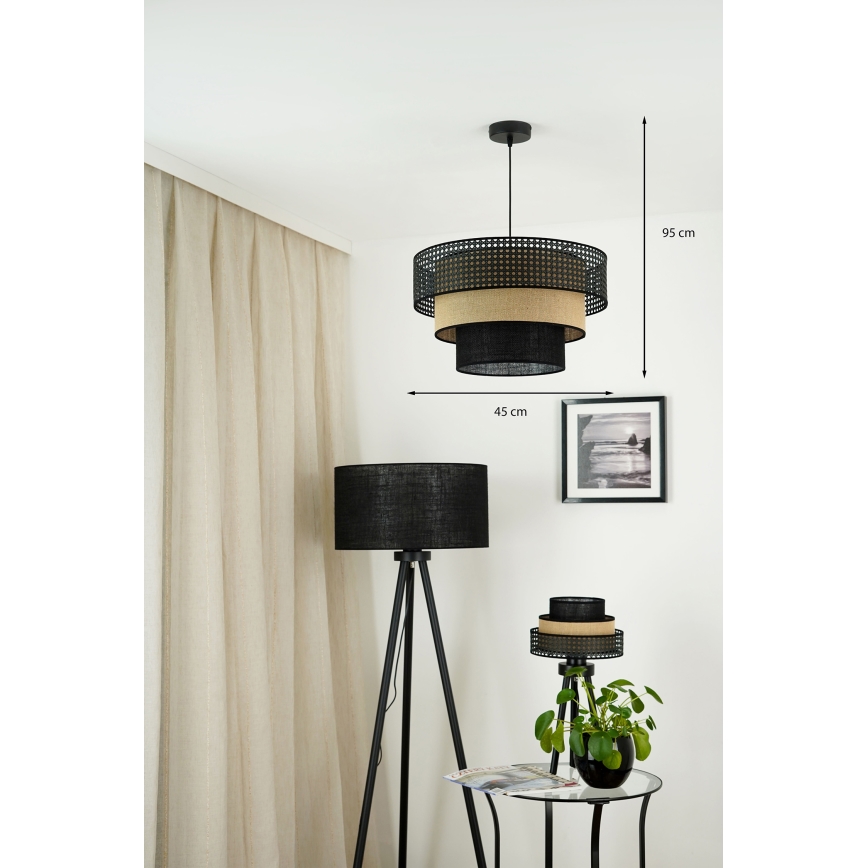 Brilagi - Pendel DAKOTA LUNETA 1xE27/15W/230V diameter 45 cm sort/beige