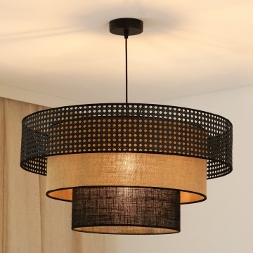 Brilagi - Pendel DAKOTA LUNETA 1xE27/15W/230V diameter 60 cm sort/beige